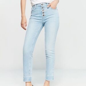 Paige Yosemite Light Wash Mid Rise Hoxton Ankle Peg Button Fly Skinny Jeans